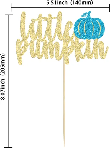 Vista 2 de Gyufise Decoración de pastel de calabaza – Decoración azul para pastel de baby shower para cumpleaños, Halloween, suministros de fiesta de Acción