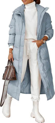 Vista 3 de Zwurew Chaqueta acolchada ligera acolchada para mujer, abrigos largos de primavera e invierno, con cremallera, ropa de abrigo holgada