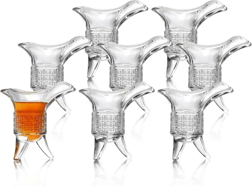 Vista 8 de QUAFFER Soju - Vasos de chupito de tequila (juego de 4) – Vaso de chupito estilo emperador retro – Soju Whisky Tequila Baijiu – Perfecto