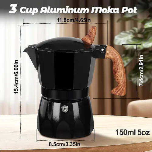Vista 127 de Cafetera clásica de aluminio para 3 tazas Azul
