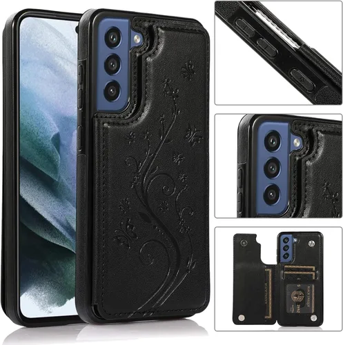Vista 3 de Funda de teléfono para Samsung Galaxy S21 FE Gaxaly S 21 FE 5G con protector de pantalla de vidrio templado, tarjetero con soporte para tarjetero