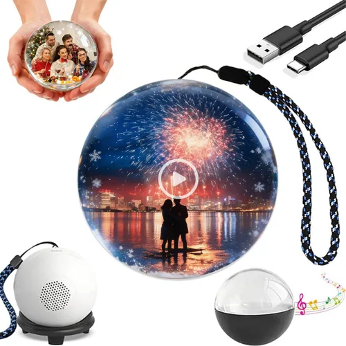 Vista 8 de Lámpara de memoria 3D 2026, reproductor de video de bola de cristal de 2.7 pulgadas, videos y fotos personalizables, reproductor de video de bola