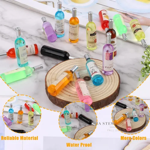Vista 4 de 20 botellas en miniatura, lindas botellas de vino para casa de muñecas, para hacer mini comida y bebida, accesorios para decoración de casa