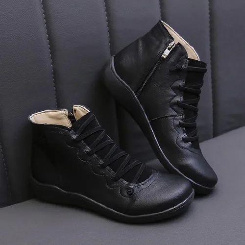 Vista 3 de Botas de tobillo vintage para mujer, cómodas botas para caminar al aire libre, sin dormir