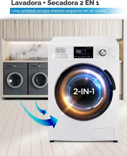 Vista 2 de BLACK+DECKER Combo de lavadora y secadora, 2.7 pies cúbicos Todo en uno con pantalla LED y 16 ciclos