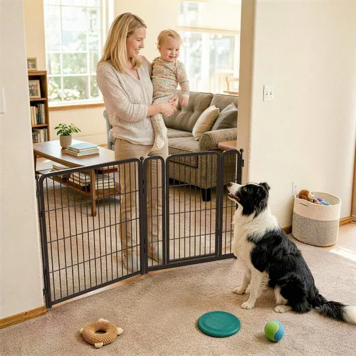 Vista 10 de FXW - Puerta para perro, extra ancha ajustable para aberturas de hasta 46 pulgadas, 24 pulgadas de alto Negro