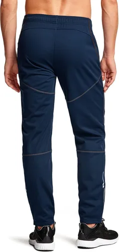 Vista 3 de TSLA Pantalones de ciclismo térmicos a prueba de viento para hombre, pantalones de ciclismo con forro polar, pantalones de ciclismo para exteriores