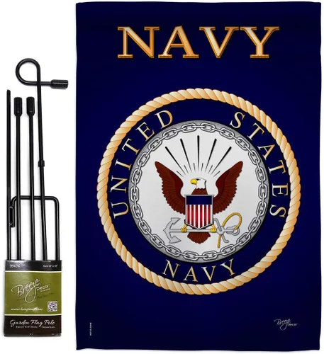 Vista 13 de Breeze Decor Bandera de jardín de 13 x 18.5 pulgadas, con licencia oficial de las Fuerzas Armadas de los Estados Unidos de la Marina de los Estados