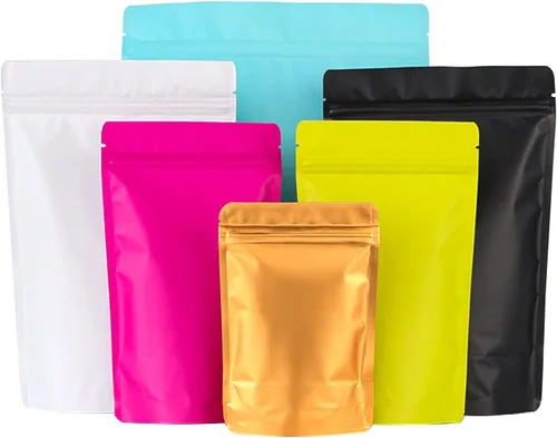 Vista 5 de FireKylin Paquete de 100 bolsas resellables con pie, bolsas a prueba de olores con cierre de cremallera de aluminio para embalaje
