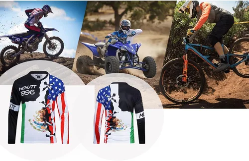 Vista 4 de MENUTT Camiseta de ciclismo de montaña para hombre, manga larga, MTB Off-Road México, camisetas de descenso y motocross
