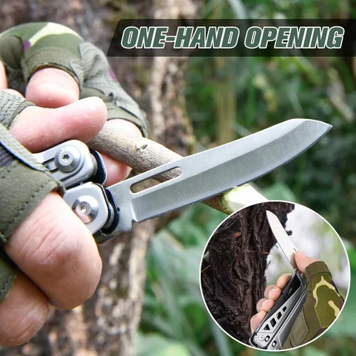 Vista 3 de FLYHOMES Multiherramienta, alicates multiherramientas 19 en 1 con tijeras, clip de bolsillo, destornillador... Regalo para hombres, profesional