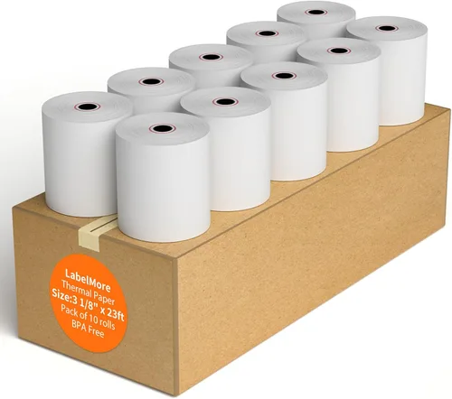 Vista 10 de LabelMore - Rollos de papel térmico de 2 1/4 pulgadas x 50 pies, rollos de papel térmico para tarjetas de crédito, rollo de caja registradora, papel