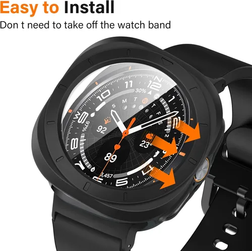 Vista 3 de Amizee Paquete de 2 fundas protectoras de pantalla compatibles con Samsung Galaxy Watch Ultra (2025/2024) de 1.772 pulgadas, con protector de negro
