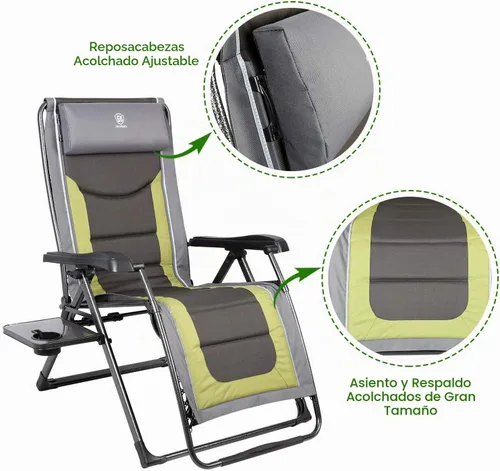 Vista 6 de EVER ADVANCED - Silla reclinable grande XG, cero gravedad Verde Oliva