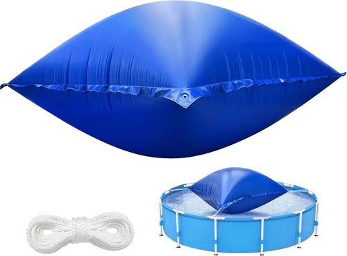 Vista 9 de Sfcddtlg Almohadas de aire de piscina de 4 x 4 pies para piscinas sobre el suelo, almohada redonda de invierno para piscina, almohada de aire