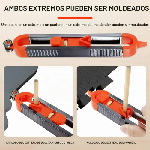Vista 2 de Medidor de contorno preciso ajustable con cerradura y lápiz para carpintería, copia de construcción, duplicador de forma irregular, medición