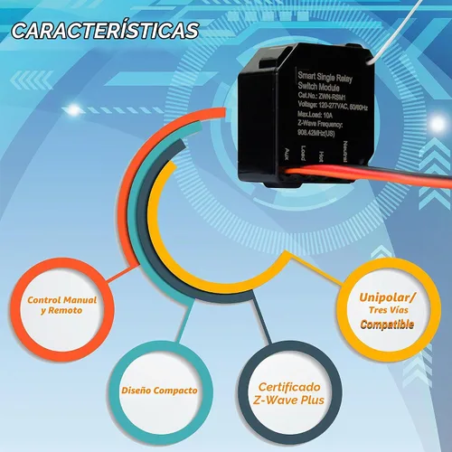 Vista 8 de Módulo de interruptor inteligente por relé Enerwave Z-Wave convierte cualquier interruptor empotrado en pared en un interruptor Z-Wave, 120-277VAC