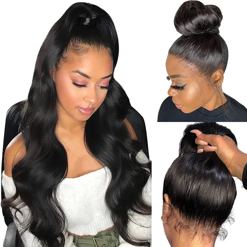 Vista 15 de catti Pelucas de cabello humano ondulado con encaje frontal 360, densidad 220, pelucas de encaje frontal HD, peluca de cabello humano prearrancado
