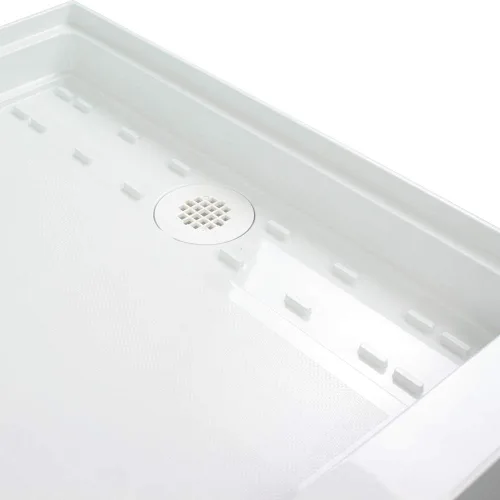 Vista 7 de Transolid FL6034R-39 - Base de ducha rectangular lineal de 60 pulgadas de ancho x 34 pulgadas de largo, con drenaje a la derecha, color gris