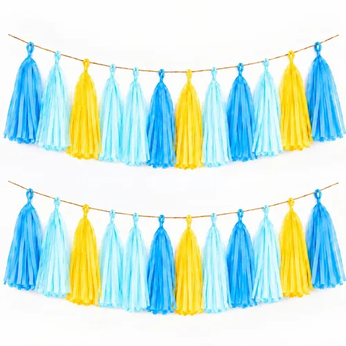 Vista 13 de Green Brown White Tissue Paper Tassel Garland, 15PCS Banner Green Coffee Brown