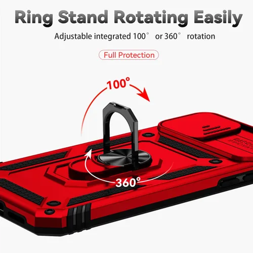 Vista 6 de Funda para iPhone 11, con cubierta para lente de cámara, protector de pantalla HD, [grado militar] anillo de montaje en coche con soporte híbrido