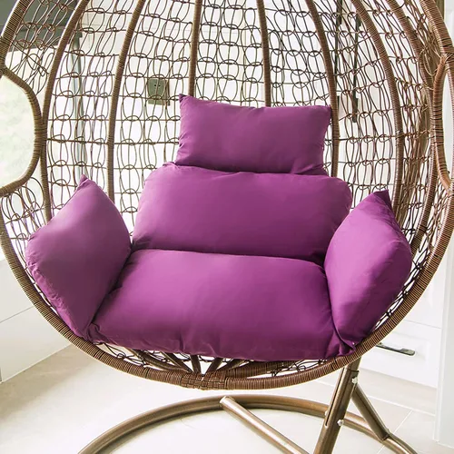 Vista 12 de HUHJYUGE Cojín para silla de columpio, cojín suave para silla colgante de patio con reposacabezas, lavable para colgar huevos colgantes, cojín