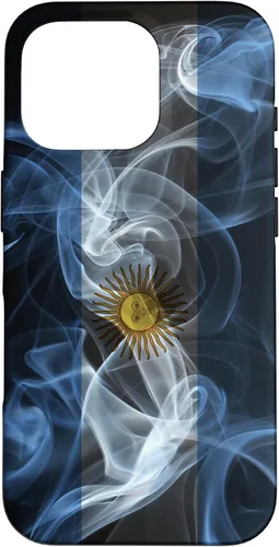 Vista 20 de iPhone 16 Smoky Argentina Flag - Funda de orgullo argentino estilo humo