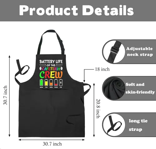 Vista 7 de Cafeteria Worker Gifts Adjustable Apron with Pockets, Lunch Lady Hero Appreciation Gifts