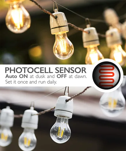 Vista 2 de Fosmon - Temporizador de luz para exteriores con toma de corriente y control remoto, temporizador de enchufe impermeable de atardecer a amanecer