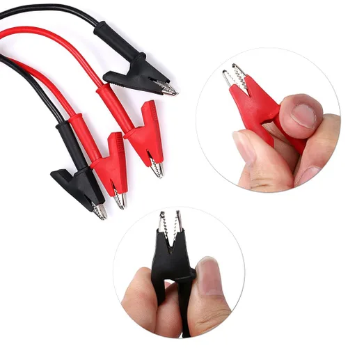 Vista 3 de 2 cables de clip de cocodrilo de doble extremo de 1000 V para pruebas eléctricas, 3.3 pies, cables de prueba con pinzas de cocodrilo y cables