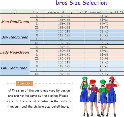 Vista 3 de VISVIC Disfraz de Super Brothers para Halloween, cosplay, clásico, unisex, para hombres, mujeres, adultos, niños y adolescentes