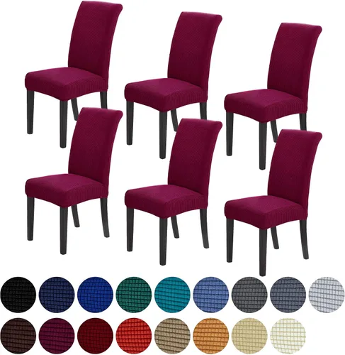 Vista 36 de Juego de 2 fundas para sillas de comedor, fundas elásticas para sillas de comedor, fundas para sillas de cocina de jacquard texturizadas, decoración
