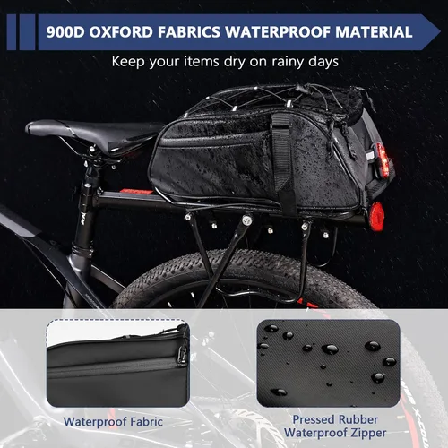 Vista 7 de Bolsa trasera para bicicleta reflectante, resistente al agua, bolsa de almacenamiento para maletero de bicicleta, bolsa de transporte para pecho