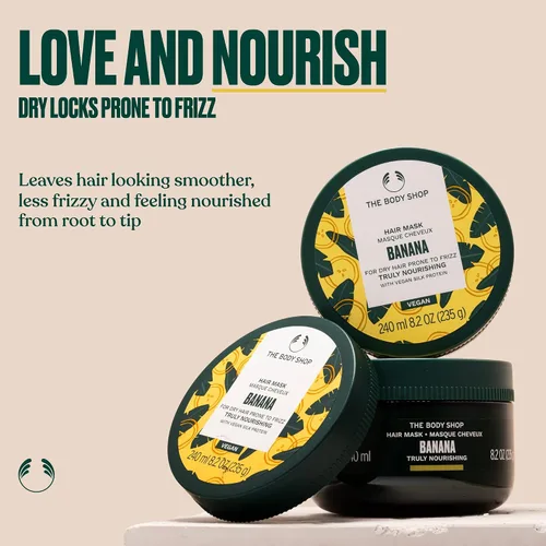 Vista 2 de The Body Shop Banana Truly - Mascarilla nutritiva para el cabello, 8.2 onzas líquidas (vegana)