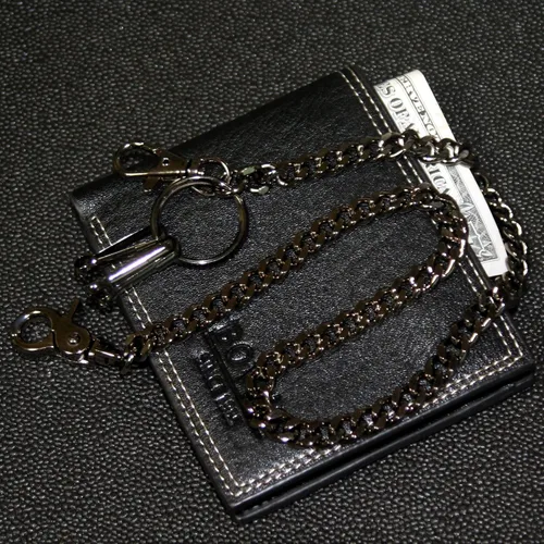 Vista 13 de Double K Basic Strong Strap Biker Trucker Key Jean Wallet Chain (17"/21") SLV/BLK CS146MLT