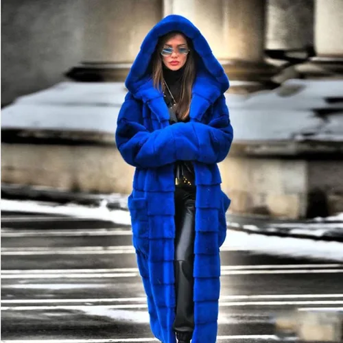 Vista 2 de Abrigos para mujer OtoñoInvierno Color sólido con capucha gruesa abrigo de forro polar