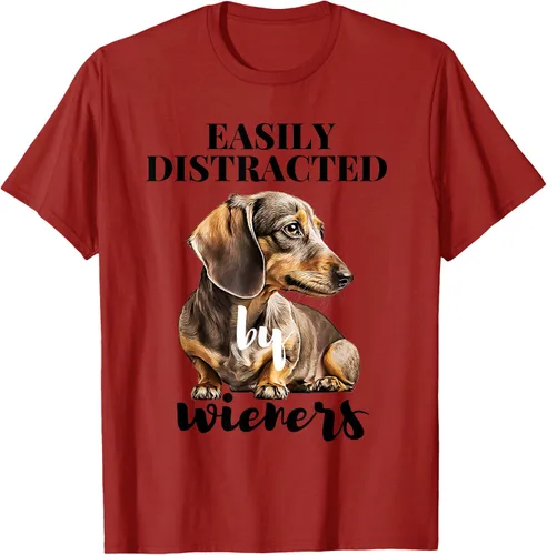 Vista 43 de Easy Distracted By Wieners Dachshund - Camiseta divertida para perro Weiner, Azul