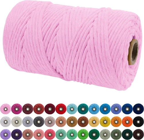 Vista 92 de JeogYong Cordón de macramé de un solo hilo 3 mm x 109 yardas (328 pies) Cuerda de algodón suave Hilo de macramé de 3 mm, suministros de macramé