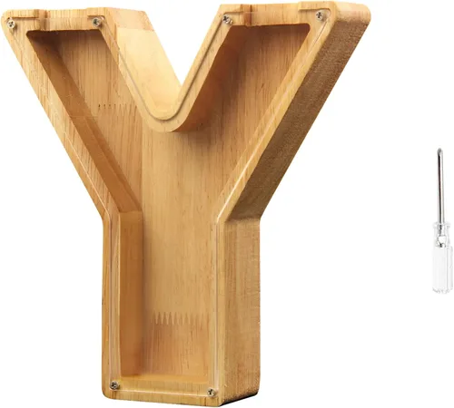 Vista 22 de TAONE Alcancía personalizada para niños, con grabado láser y letras de madera personalizadas