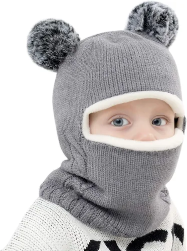 Vista 2 de Conjunto de gorro con bufanda invernales para bebés y niños, unisex