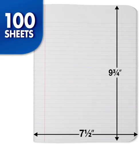 Vista 2 de Mead - Cuaderno de composición, papel con rayas para universidad, 9-3/4" x 7-1/2", 100 hojas, Mármol Negro (09932)