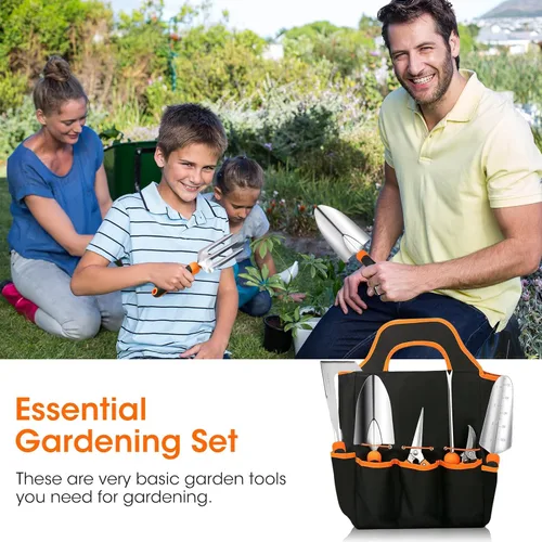 Vista 7 de Gartden Tools, 10 herramientas de jardín de acero inoxidable para jardinería con mango ergonómico antideslizante, herramientas de mano de jardín