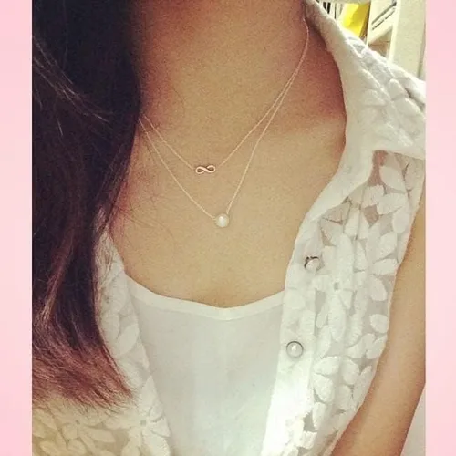 Vista 4 de LANG XUAN 2 piezas - Collar de amistad de mariposa, de la suerte, elefante, perla, circulo, collar con dije para mujer.