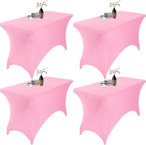 Vista 173 de Paquete de 2 fundas de mesa de elastano impermeables para mesas rectangulares, 6 pies, negras, elásticas, resistentes a manchas, para todas