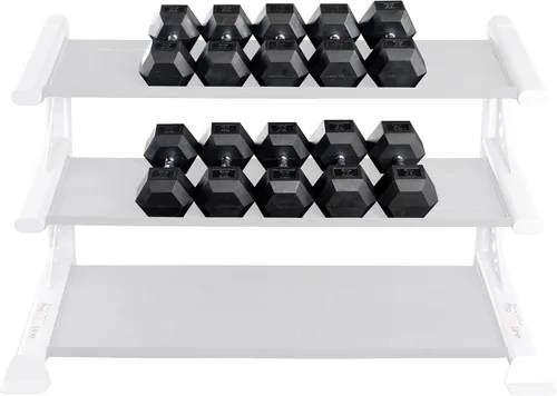 Vista 5 de Mancuernas hexagonales con revestimiento de hule 3 – 100 libras