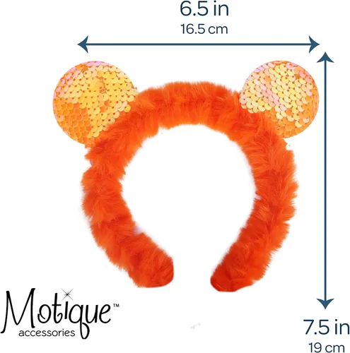 Vista 4 de Motique Accessories Diadema de orejas de ratón de piel con lentejuelas reversibles