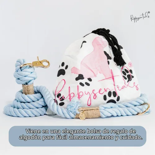 Vista 7 de Puppysentials Correa de perro de cuerda de algodón trenzada de 5 pies para Azul claro