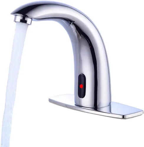 Vista 7 de Fryeer Llave para lavabo de baño, con sensor automático sin contacto, con placa de soporte., Plateado