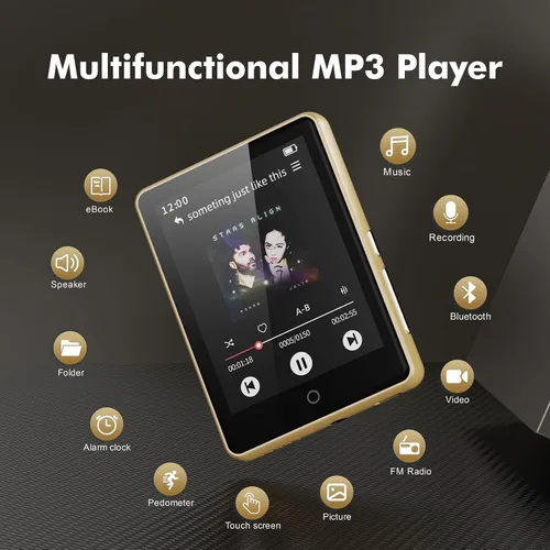 Vista 5 de Reproductor de MP3 de 64 GB Bluetooth de 5.3, 2.8 pulgadas, reproductor de música portátil, reproductor de MP4, reproductor de MP3 con altavoz