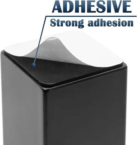 Vista 3 de Bonsicoky 4 piezas de elevadores autoadhesivos para muebles y cama, elevadores cuadrados para mesa y sofá de acero al carbono resistente que añaden